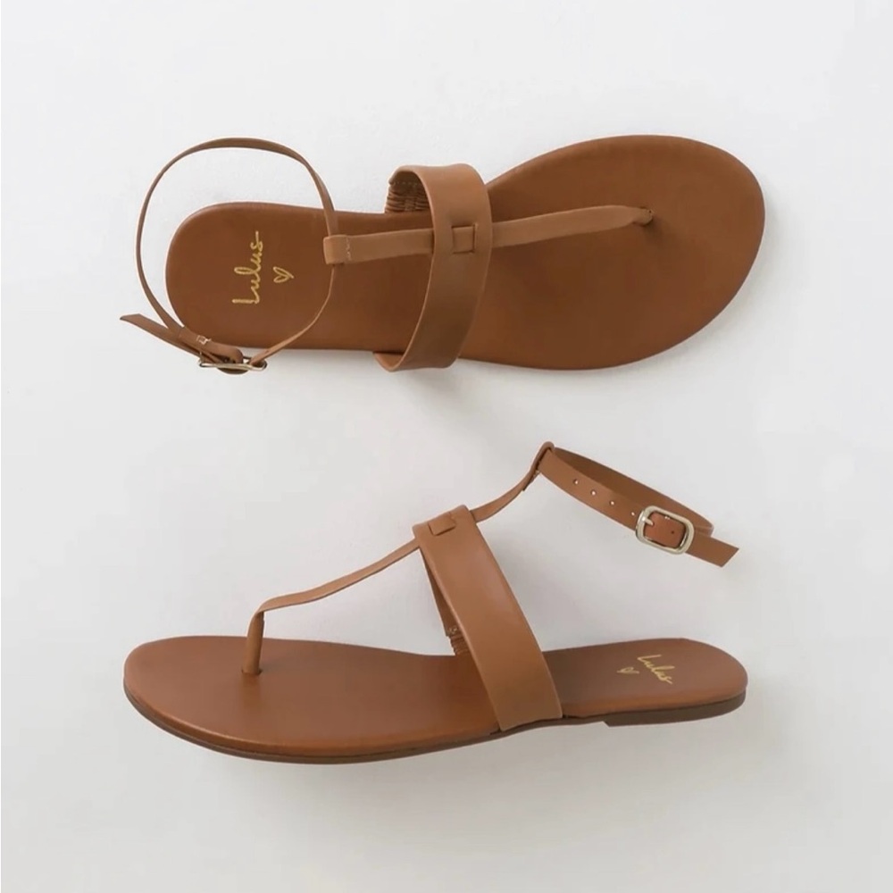 Colleen Cognac Vachetta Leather Flat Sandals
